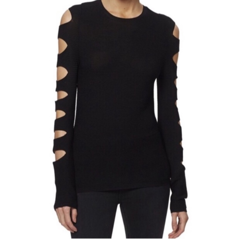 Skull Cashmere Women’s Black Slit Sleeved Sweater Size Large